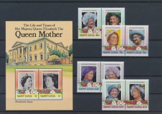 Lk73502 St Lucia Elizabeth Queen Mother Royalty Fine Lot Mnh