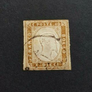 Sardinia Italy 1855 - 60,  10c,  Fine,  Sass.  Nr.  14,  Cv 165 Euro