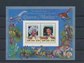 Lk73501 St Lucia Elizabeth Queen Mother Royalty Good Sheet Mnh