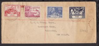 Fiji Fiji Kgvi 1949 Upu Stamps Sets On Registered Cover To Zealand (l024)