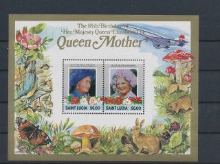 Lk73500 St Lucia Elizabeth Queen Mother Royalty Good Sheet Mnh