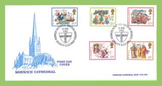 G.  B.  1982 Christmas Set On Official Norwich Cathedral First Day Cover