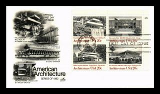 Dr Jim Stamps Us American Architecture First Day Cover Block Of Four Art Craft