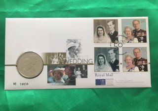 Gb Pnc Coin Cover 1997 Qe2 Golden Wedding Anniversary £5 Coin