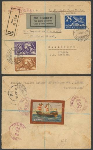 Switzerland 1924 - Registered Air Mail Cover To Usa 34823/10