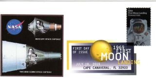 Nasa Mercury & Gemini Spacecrafts Fdc Apollo 11 Moon Landing Cape Canaveral Fl