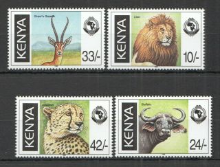 O486 1998 Kenya Fauna Wild Animals Lions Buffalos Gazelles 730 - 33 Set Mnh