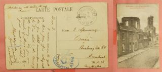 1917 Fpo D49 Cancel Armentieres Postcard To Australia Wwi Censored