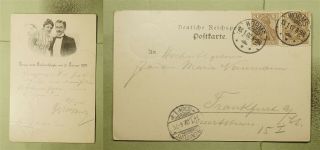 Dr Who 1902 Germany Worms Couple Postcard To Frankfurt E42220