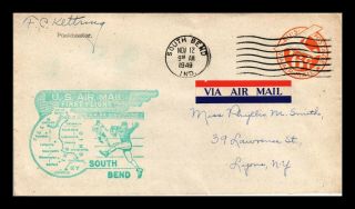 Dr Jim Stamps Us South Bend First Flight Air Mail Cover Am 88 Indianapolis