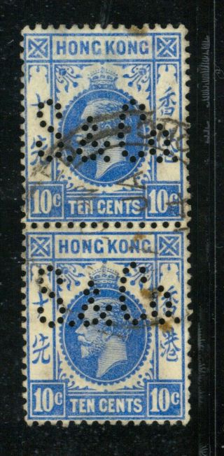 (hkpnc) Hong Kong 1912 Kgv 10c Pair S&co Firm Perfin Vfu