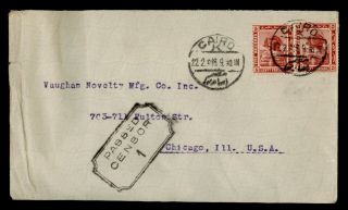 Dr Who 1918 Egypt Pair Cairo To Usa Wwi Censored E51143