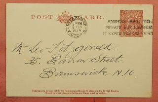 1934 Australia Postal Card Melbourne Slogan Cancel