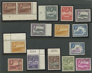 Antigua 1953 Qeii Issues 12 Values Sc 107 To 120 Mnh And