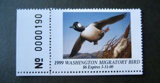 1999 Washington State Duck Migratory Waterfowl Stamp Mnhog
