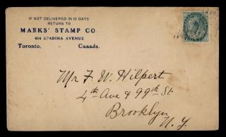 Dr Who 1906 Canada Toronto Fancy Cancel To Usa Advertising Stamp Co E45108