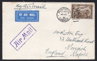 Canada 1931 Air Mail Cover From Montreal To Norwich,  England - (56)