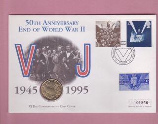 G.  B.  Coin Cover 1995,  V.  J.  Day,  50th Anniversary,  £2 Coin.