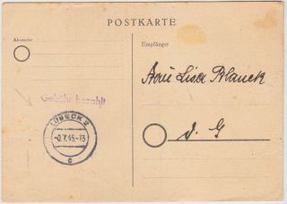 Germany 1945 (5.  10. ) P.  St.  Emerg.  Card Brt.  Zone Pa 77 Schwartau (lübeck)