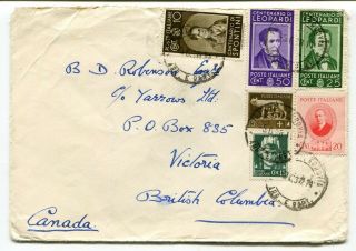 Italy 1938 Attractive Multiple Franking Cover To Victoria Bc Canada -