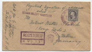 1922 South Saint Paul Mn Registered Cover To Germany 15ct Wf Y1725]