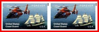 Usa 2015 Coast Guard Imperforated/no Die Cuts Horizont Pair Mnh Helicopter Ships