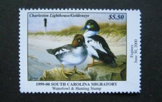 1999 South Carolina State Duck Migratory Waterfowl Stamp Mnhog