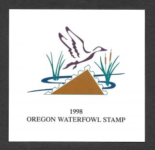 1998 Oregon State Duck Migratory Waterfowl Stamp Mnhog Hunter - Type