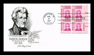 Dr Jim Stamps Us 10c Andrew Jackson First Day Cover Plate Block Artmaster