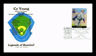 Us Cover Cy Young Legends Of Baseball Fdc House Of Farnum Cachet