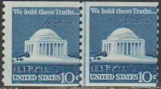 Scott 1520 - 1973 - 74 Regular Issue - 10 Cents Jefferson Memorial Coil Pair (a)