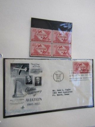 Us 1953 Golden Anniversary Of Aviation 6 Cents Air Mail First Day Of Issue Cover
