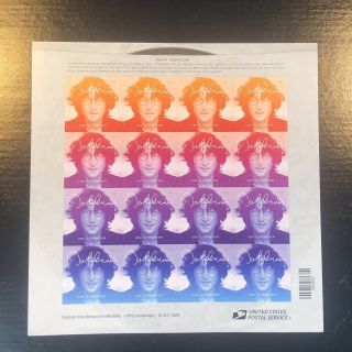 2018 Usps 50c John Lennon Stamp,  The Beatles,  Singer,  Sheet Of 16 Stamps Vf
