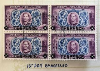 Zealand Pre Decimal 1840 - 1940 Centennial Block Of 4 Tenpence Overprint Blf