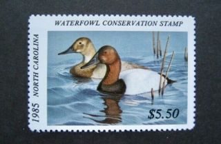 1985 North Carolina State Duck Migratory Waterfowl Stamp Mnhog