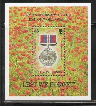 Solomon Islands,  50th Anniversary Of The End Of World War Two.  Souvenir S.  Mnh