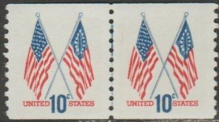 Scott 1519 - 1973 - 74 Regular Issue - 10 Cents U.  S.  Flags Coil Pair (a)