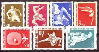 Hungary - 1958.  European Table - Tennis & Swimming - Mnh