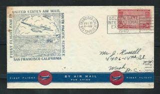 Usa 1940 First Flight Cover San Francisco To Auckland Zealand - Stain