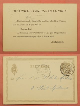 Dr Who 1909 Denmark Postal Card Copenhagen Cancel 118399