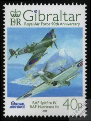 Raf Wwii Hawker Hurricane Mk.  Iic & Supermarine Spitfire Mk.  Iv Aircraft Stamp
