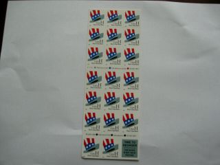 U.  S.  A Stamp Booklet Of Uncle Sams Hat In Atm Formate 1998.