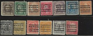 Indiana Precancels,  1922 - 1926,  Marion,  Type 201,  13 Different