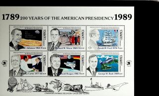 Dominica 1989 200 Years American Presidency Johnson George Bush Fine Sheet