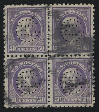 Us Stamps - Sc 440 - Perf 10,  190 Wmk.  - Block - Perfin (k - 805)