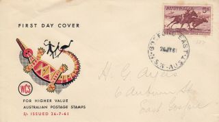 Y3863 Gosford East Nsw 26 July 1961 Wesley Wcs 5 Shillings Nt Cattle Stamp Fdc