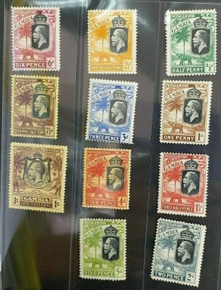 Gambia 1922 Kg V 1/2d To 1s Sg 122 - 131 133 Sc 102 - 110 112 Elephants Mlh/mh