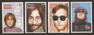 Antigua 1995 Pop Rock Music John Lennon 15th Death Anniversary Set Mnh