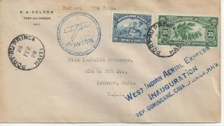 1928 Haiti First Flight Cover West Indian Aerial Express To Ohio