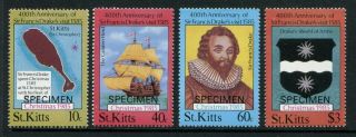 St Kitts 173 - 176 Mnh 1985 Francis Drake.  Sailing Ship,  Map Specimen X32278